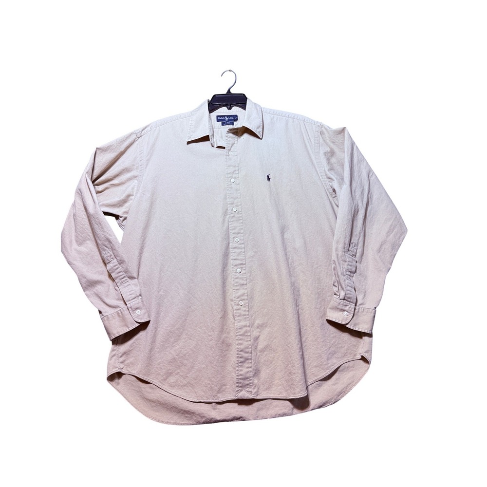 Ralph Lauren Button Down‎ Shirt Mens XL Tan Excellent Blake Cotton Long Sleeve
